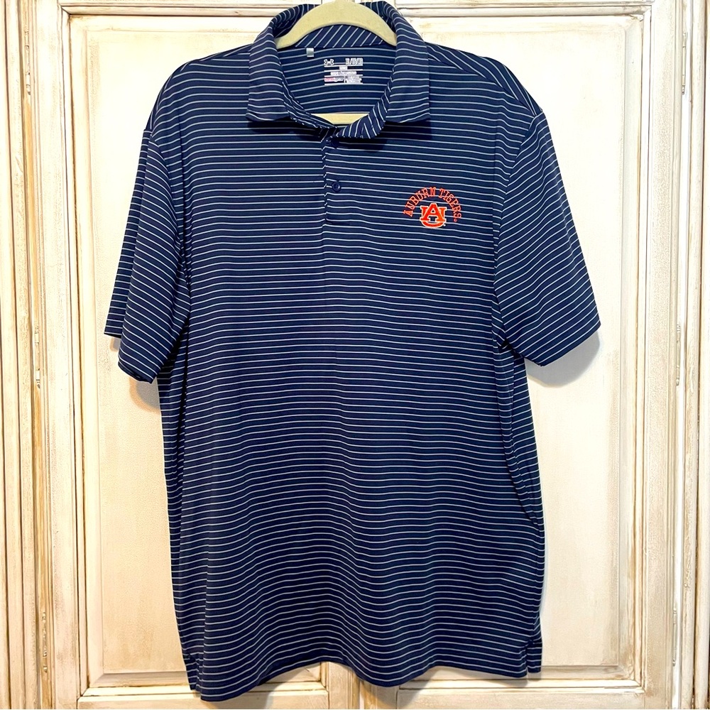 Auburn Tigers Under Armour Heat Gear Sideline Polo Shirt (Men's XL) Blue